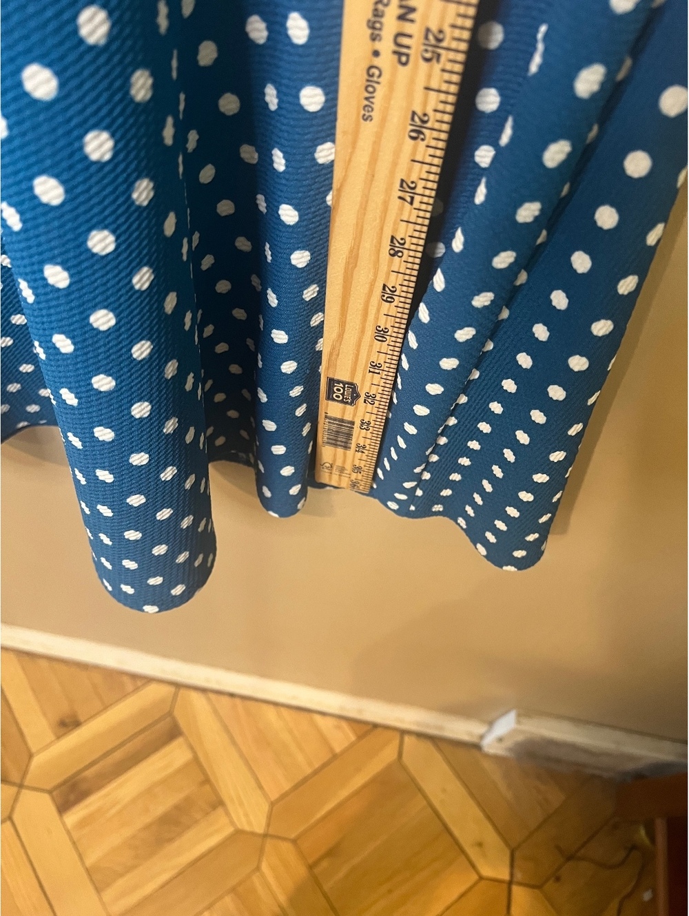 Gilli Polka Dot Blue White Fit & Flare Skater Dress Size Large Stretch - Picture 7 of 7